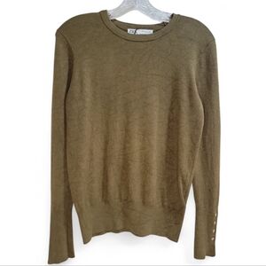 ZARA New Without Tags Olive Green Lightweight Sweater Crewneck Women's‎ Large